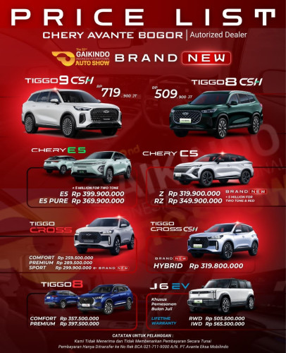 Pricelist Harga Chery buahbatu 2025
